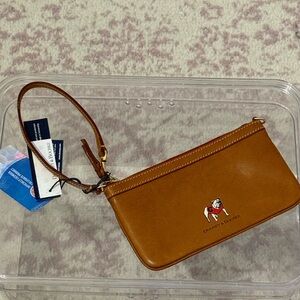 Dooney & Bourke Tan Leather Wristlet with University of Georgia Mascot